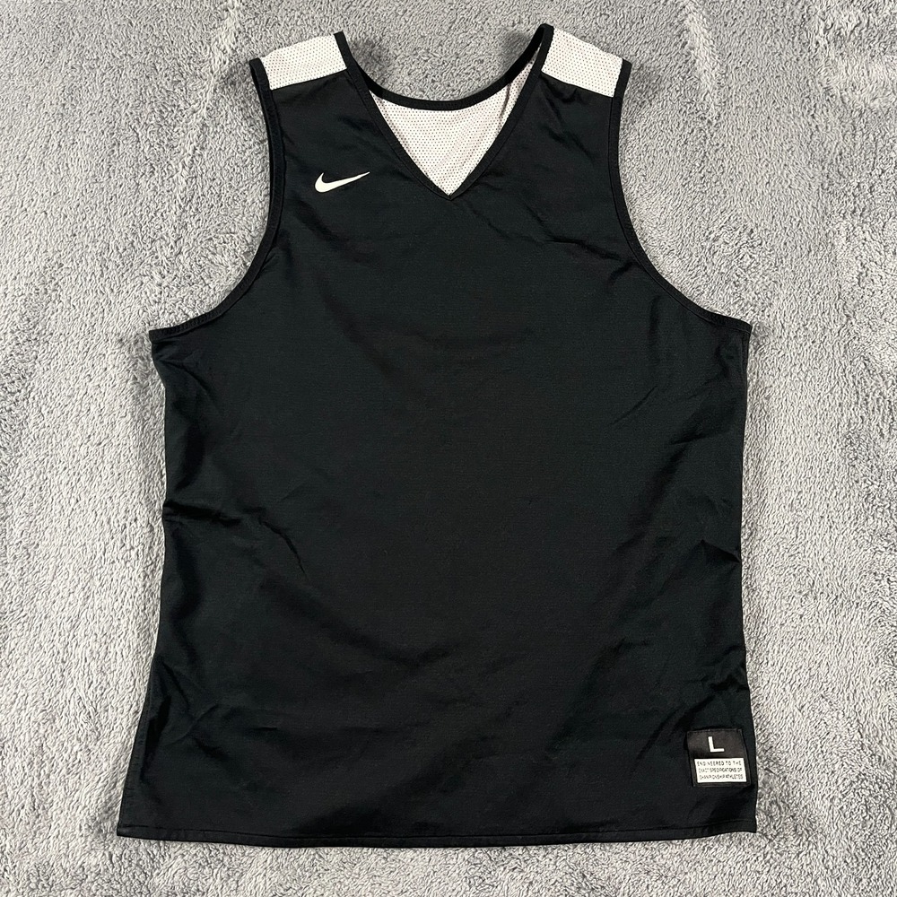 Nike Reversible Basketball Tank Jersey Mens L Black White Mesh Active Pullover